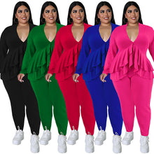 Load image into Gallery viewer, Solid color multilayer ruffle suit（AY2462）
