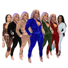 Load image into Gallery viewer, Sexy sequined velvet stitching suit（AY1546）
