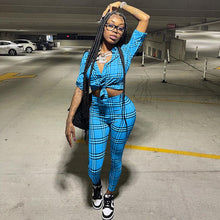 Load image into Gallery viewer, Female printed plaid casual shirt suit（AY1254)
