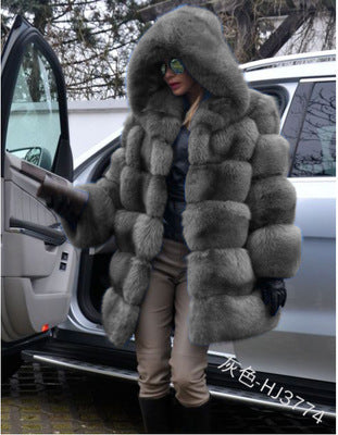 Hot selling imitation fox fur long sleeve big coat(A11242)