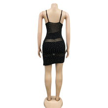 Load image into Gallery viewer, Sexy V-Neck See-Through Rhinestone Sling Dress（AY1812）
