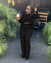 Load image into Gallery viewer, Fashion solid color pleated wide leg two-piece （AY1305）
