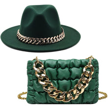 Load image into Gallery viewer, Fashion chain jazz hat chain bag two piece set（4099）
