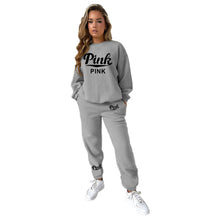 Load image into Gallery viewer, Women&#39;s printed large size round neck hoodie two-piece set AY2593
