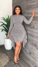 Load image into Gallery viewer, Irregular Ruffle Fitted Pleated Dress（AY2205）

