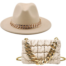 Load image into Gallery viewer, Fashion chain jazz hat chain bag two piece set（4099）
