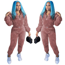 Load image into Gallery viewer, Fashion plush V-neck two-piece set（AY2471）
