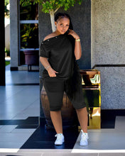Load image into Gallery viewer, Fashion One Shoulder Breasted Loose Short Sleeve Shorts Suit（AY1822）
