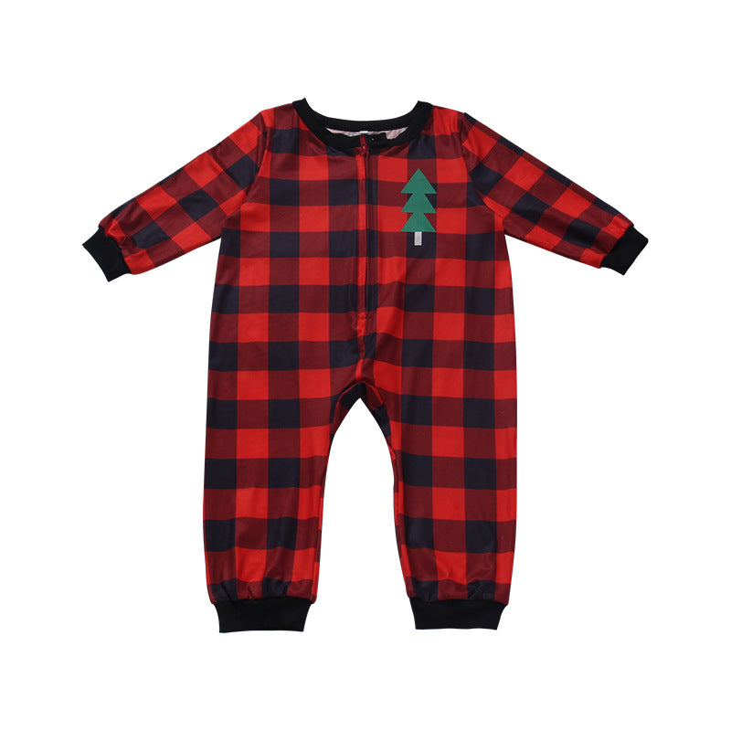 Christmas check print parent-child jumpsuit（AY1507)