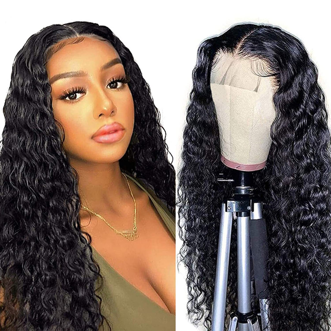 Human hair 4*4 front lace water wave wig(AH5041)