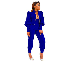 Load image into Gallery viewer, Stylish solid color zippered high-waisted two-piece suit AY2585
