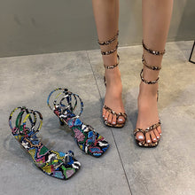 Load image into Gallery viewer, Snake-print winding sandals（HPSD176）
