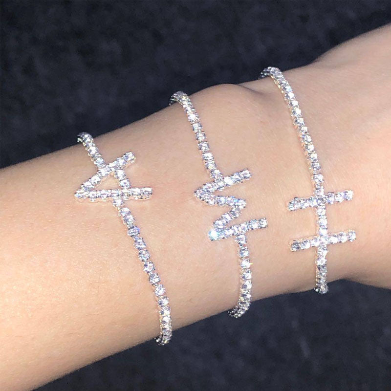 Hot selling rhinestone letter bracelet