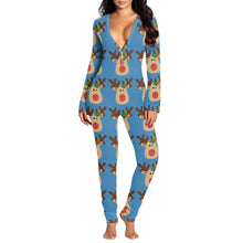 Load image into Gallery viewer, New women&#39;s romper printed Christmas button long sleeve nightgown AY2577

