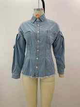 Load image into Gallery viewer, Fashion loose waist mid length denim jacket top（AY1805）
