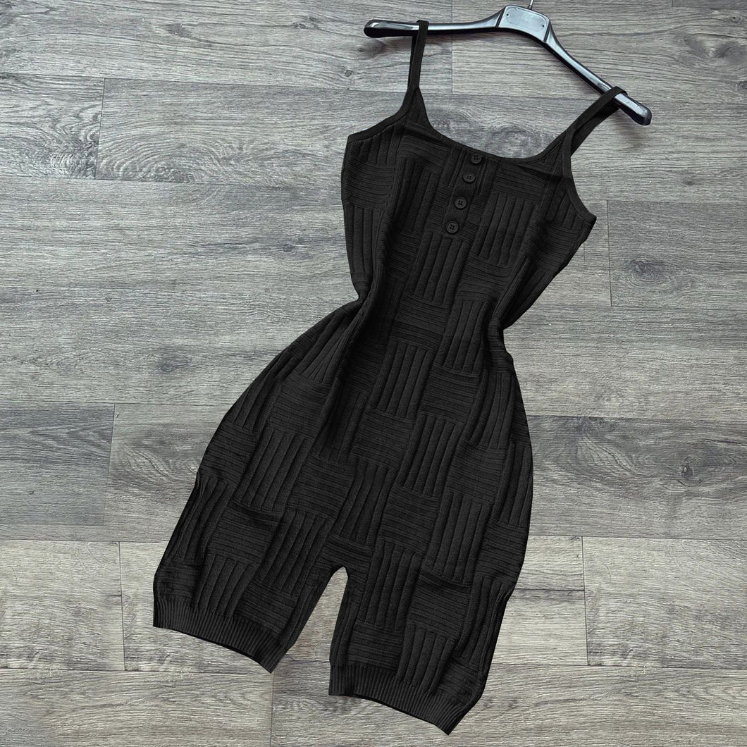 Sexy knitted embossed suspender Romper（AY2162）