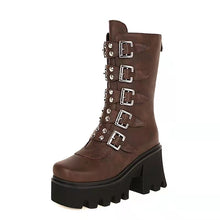 Load image into Gallery viewer, 2021 Cool new mid-tube boots thick-soled high-heeled
