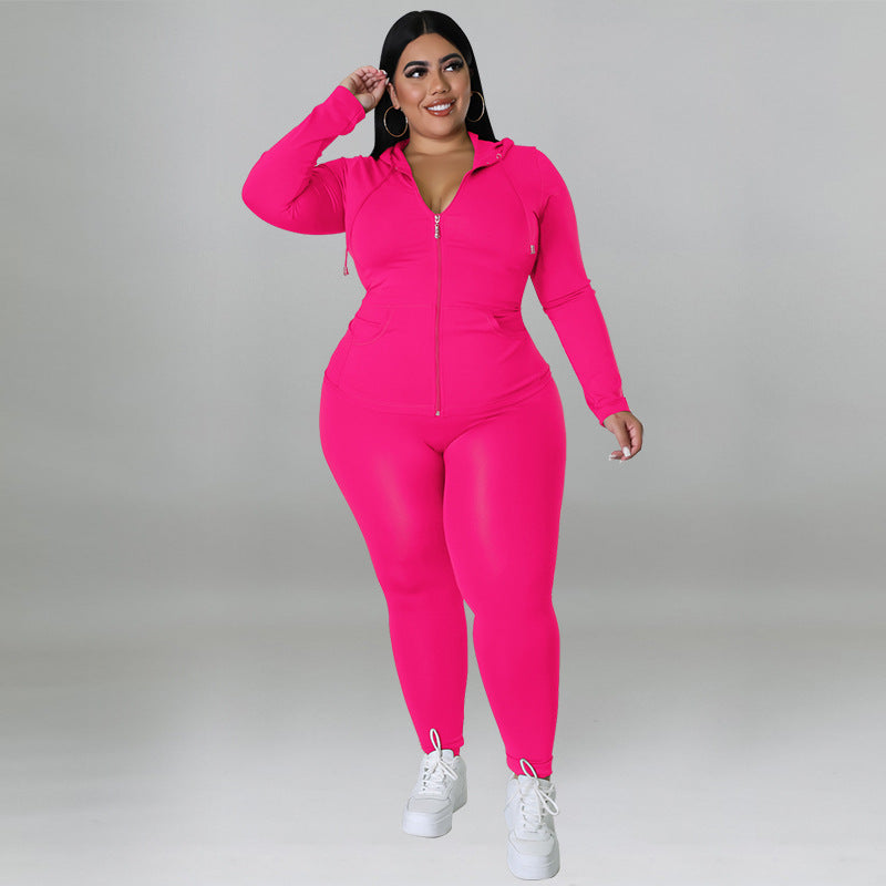 Solid Color Hooded Long Sleeve Pants Suit（AY2312Casual ）