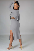 Load image into Gallery viewer, Color V-Neck Long Sleeve Dress Two Piece Set（AY2326）

