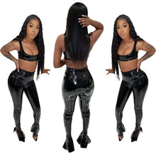 Load image into Gallery viewer, Sexy PU leather split pencil pants two-piece set（AY1769）
