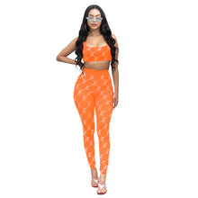 Load image into Gallery viewer, Fashion mesh print vest trousers two piece set（AY1737）
