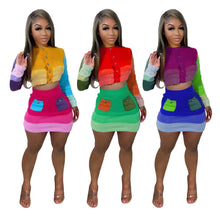 Load image into Gallery viewer, Knitted color contrast skirt suit（AY2524）
