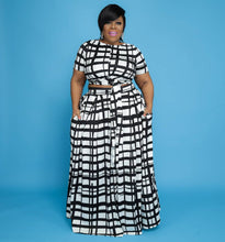 Load image into Gallery viewer, Plus size stripe printing two-piece suit AY1047
