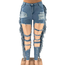 Load image into Gallery viewer, Ripped fringed sexy jeans（AY2236）
