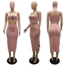 Load image into Gallery viewer, Fashion Letter Contrast Color Sling Pack Hip Skirt Two Piece Set（AY1767）
