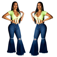 Load image into Gallery viewer, fashion all-match wide-leg denim flared pants（AY1300)
