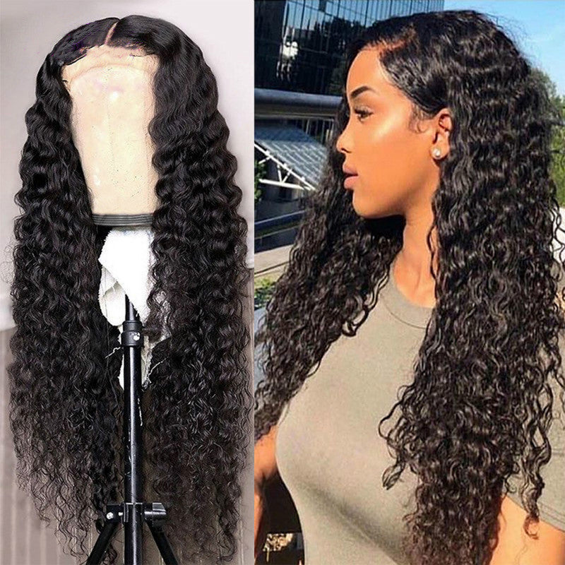 Human hair water wave lace frontal wigs 13*4 wigs(AH5032)