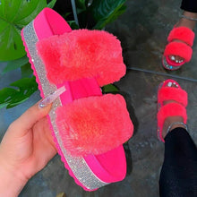 Load image into Gallery viewer, Hot sale shiny fluffy slippers
