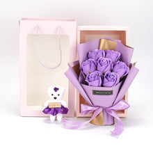Load image into Gallery viewer, Valentine&#39;s Day 7 soap flower rose bouquet bear gift box（AE4086）

