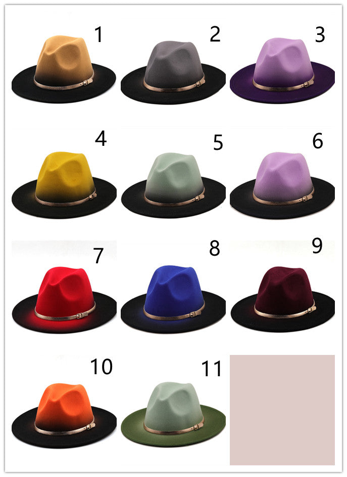Two-tone gradient woolen jazz hat（AE4040）