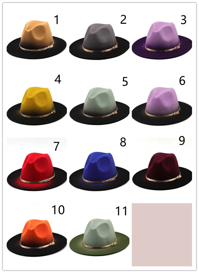 Two-tone gradient woolen jazz hat（AE4040）