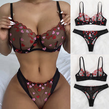 Load image into Gallery viewer, Sexy mesh heart-shaped underwear two-piece suit（AY1608）
