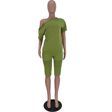 Load image into Gallery viewer, Fashion One Shoulder Breasted Loose Short Sleeve Shorts Suit（AY1822）
