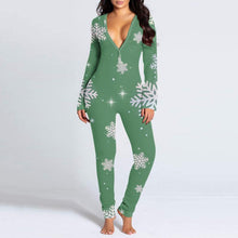 Load image into Gallery viewer, New women&#39;s romper printed Christmas button long sleeve nightgown AY2577
