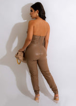 Load image into Gallery viewer, Sexy off-shoulder PU leather jumpsuit AY2637
