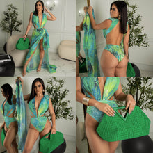 Load image into Gallery viewer, Sleeveless Cardigan Print Swimsuit AY2031
