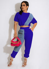 Load image into Gallery viewer, Denim casual sports suit AY2014
