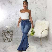 Load image into Gallery viewer, Fashion wide leg washed jeans stretch flared pants AY2645
