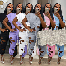 Load image into Gallery viewer, Drawstring lace hole irregular top set AY2074
