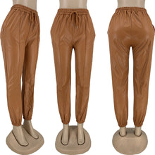 Load image into Gallery viewer, Pure color sexy PU leather casual leather pants AY2648
