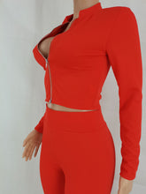 Load image into Gallery viewer, Solid Color Double Zipper Long Sleeve Suit（AY2382）
