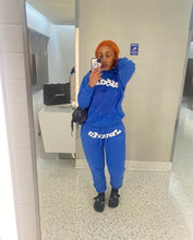 Load image into Gallery viewer, Contrast letter printed fleece hoodie suit (AY2482)
