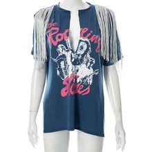 Load image into Gallery viewer, Fashion Printed Fringe Short Sleeve T-Shirt（AY1793）
