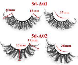 Five pairs set with extended false eyelashes