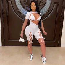 Load image into Gallery viewer, Short Sleeve Lace Up Jumpsuit Set AY2041
