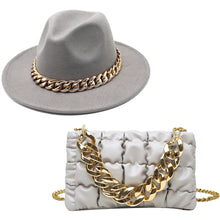 Load image into Gallery viewer, Fashion chain jazz hat chain bag two piece set（4099）
